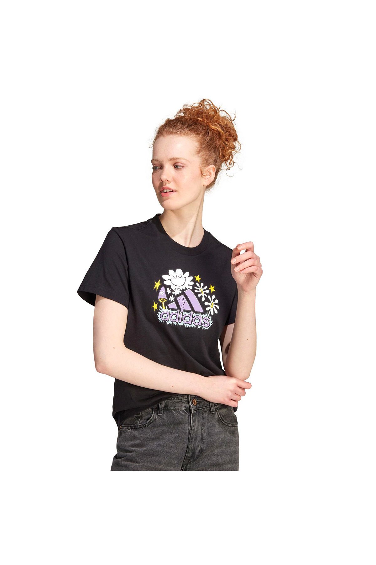 Doodle Fill T Kadın Günlük Stil T-Shirt IJ7327 Renkli - L