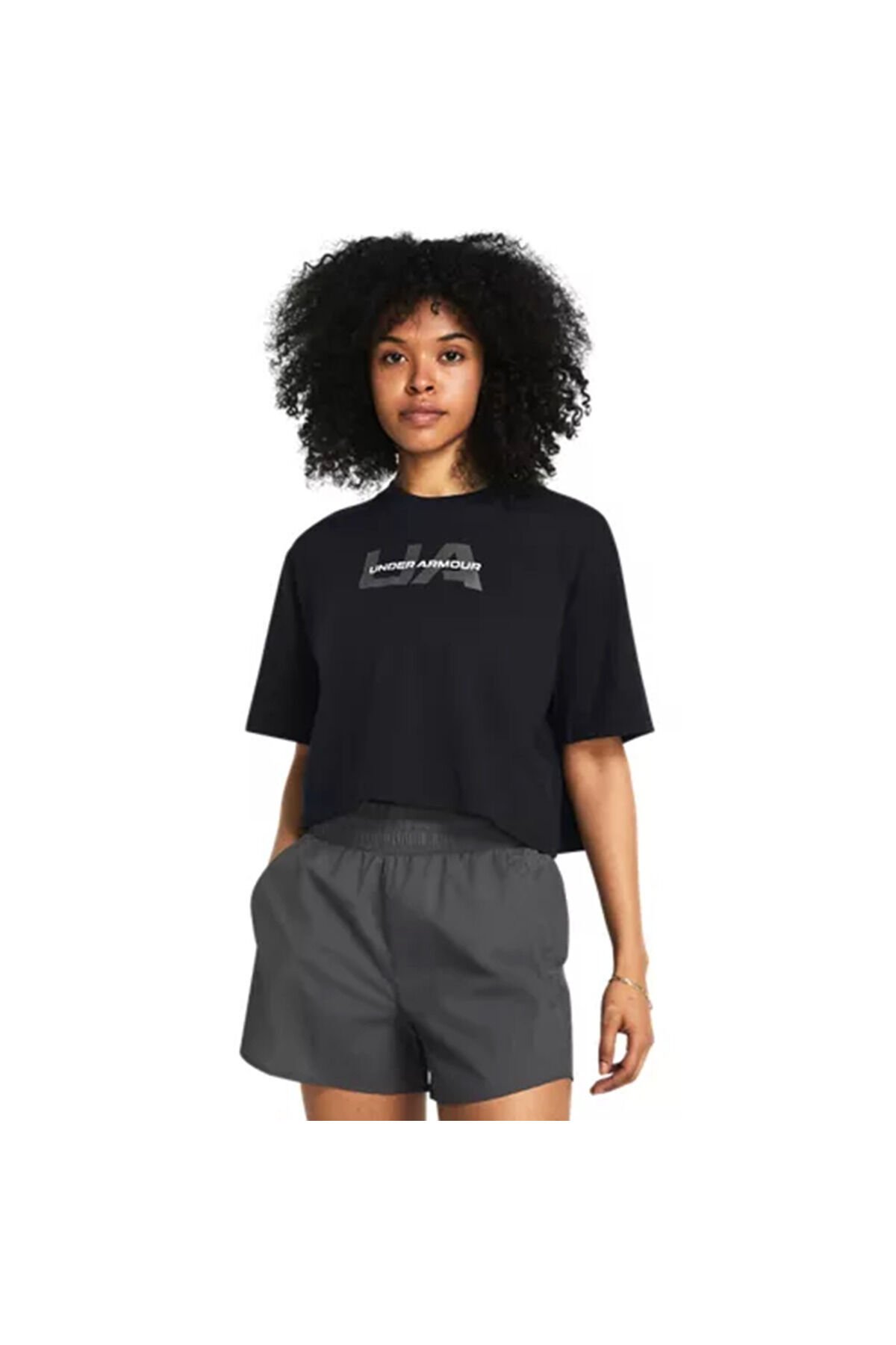 Ua W Boxy Crop Branded Ss Siyah - M