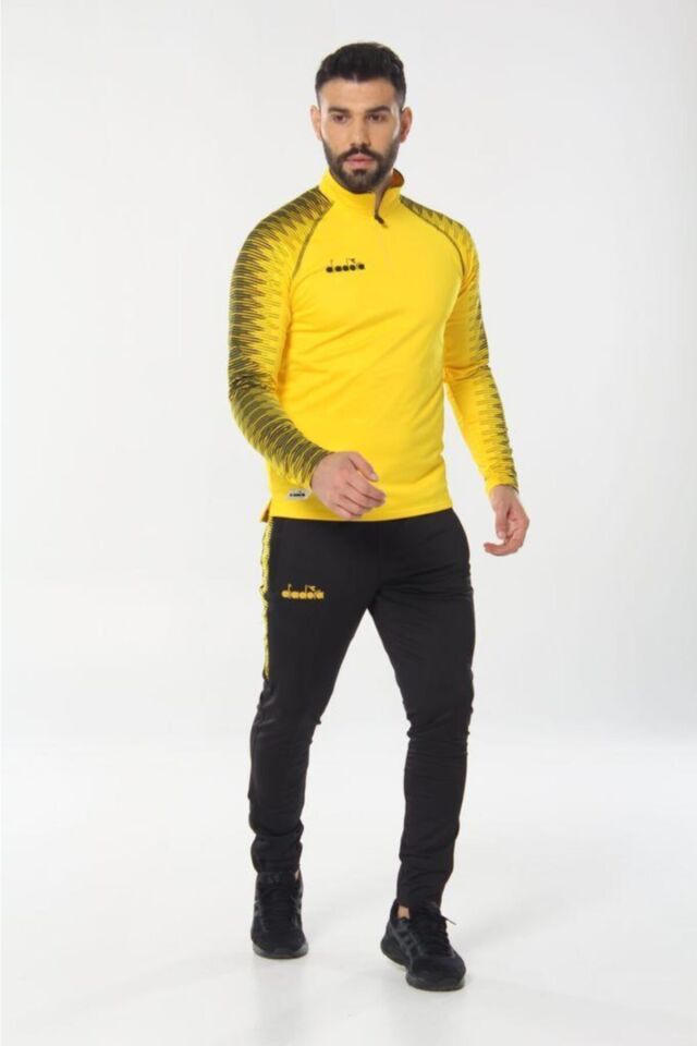 Unisex Gri Ritim Antrenman Eşofman Sarı - 3XL