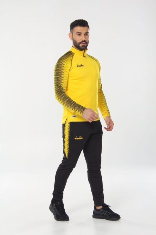 Unisex Gri Ritim Antrenman Eşofman Sarı - 3XL