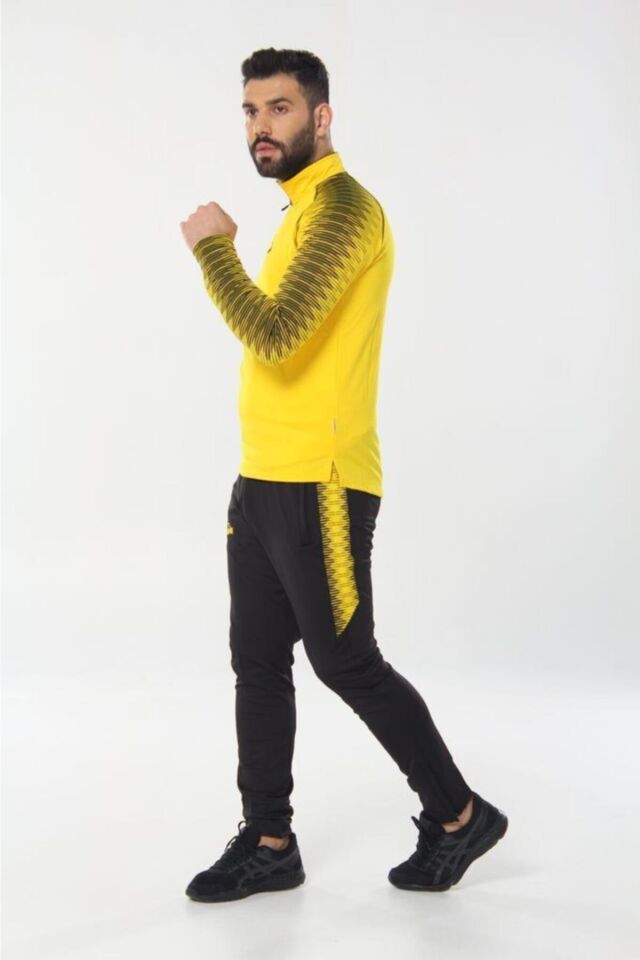 Unisex Gri Ritim Antrenman Eşofman Sarı - 3XL