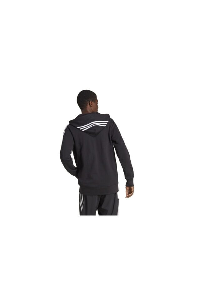 IC0433 M 3S FT FZ HD Erkek Eşofman Üstü Siyah Beyaz Siyah - Beyaz - 2XL