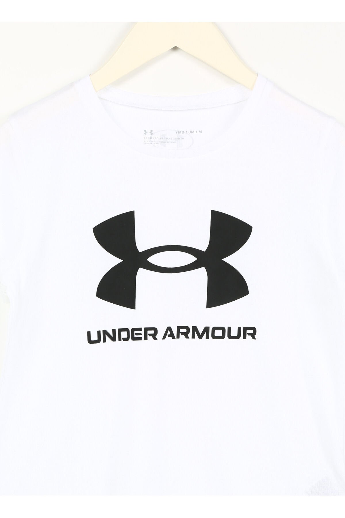 Beyaz Kız Çocuk Kısa Kollu Bol Kesim Düz T-Shirt 1361182-100 UA G SPORTSTYLE LOGO SS Beyaz - 8-9 Yaş
