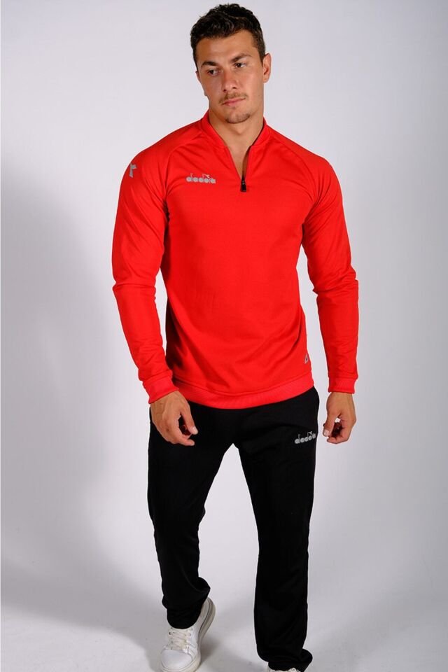 Nacce 22 - Erkek Kırmızı Yarım Fermuarlı Eşofman Takımı - Nacce22-ant