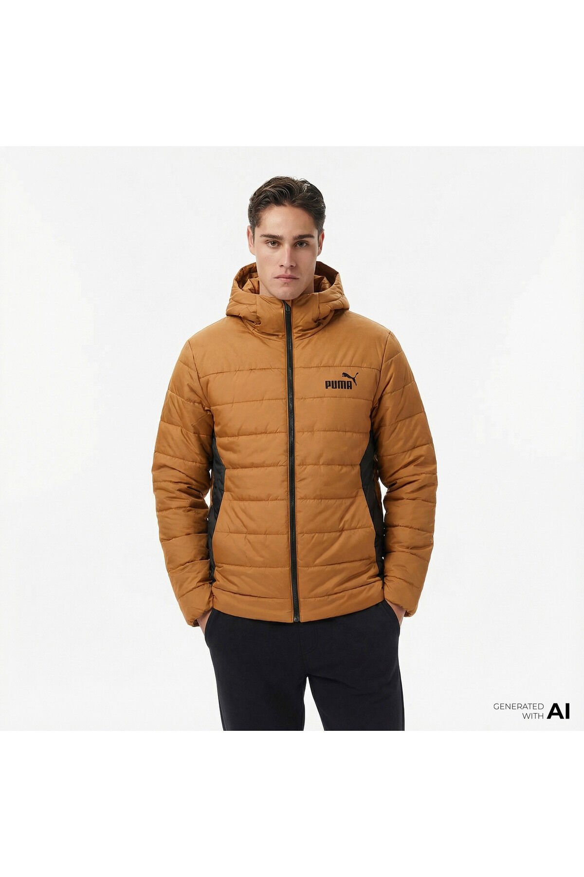 Essentials+ Padded Erkek Kahverengi Outdoor Mont Turuncu - L