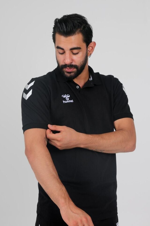 Armin Pamuklu Polo Yaka Tişört Siyah Siyah - XL