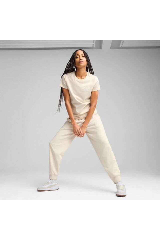 Essentials Script Kadın Krem Tişört (684982-87)