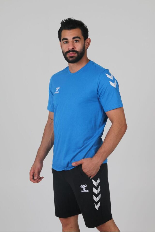 Armin Pamuklu Bisiklet Yaka Tişört Saks Mavi