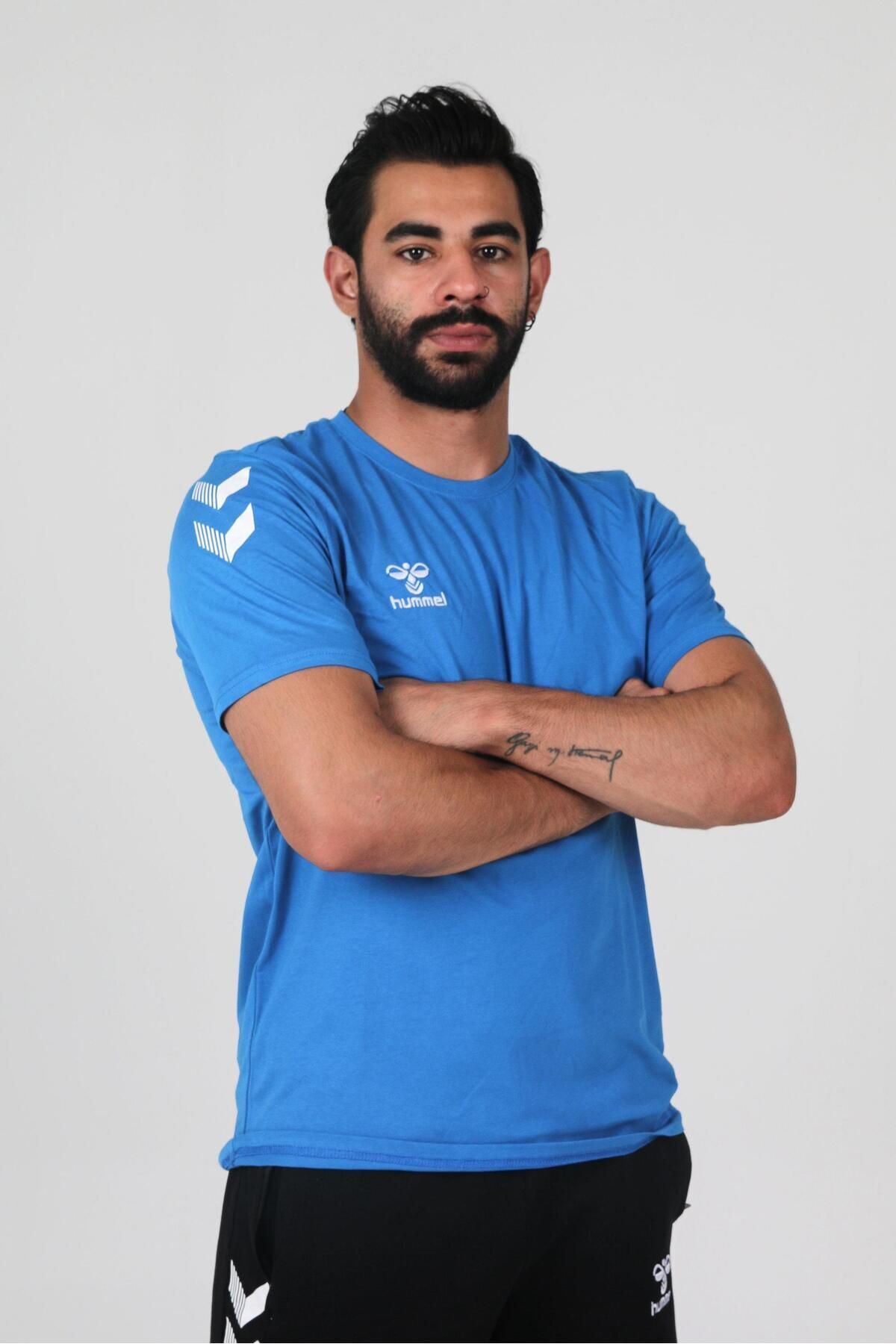 Armin Pamuklu Bisiklet Yaka Tişört Saks Mavi