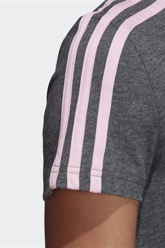 Kadın T-Shirt Essentials 3S Slim Tee DU0632 Gri/Pembe - M