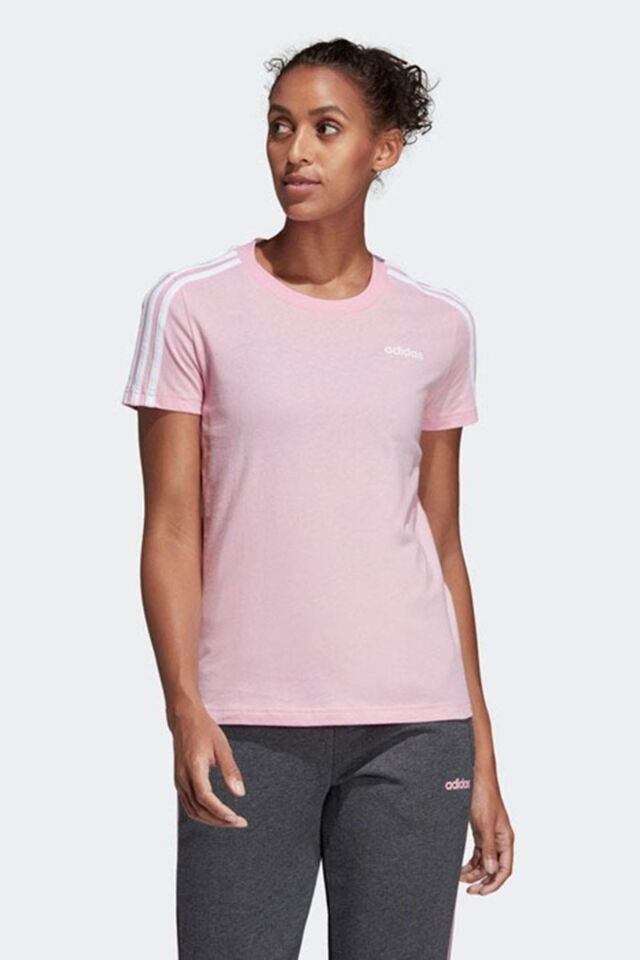 Kadın T-Shirt Essentials 3S Slim Tee DU0633 Pembe/Beyaz - M