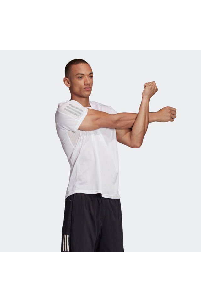 Own the Run Erkek beyaz yansıtıcılı koşu t-shirt