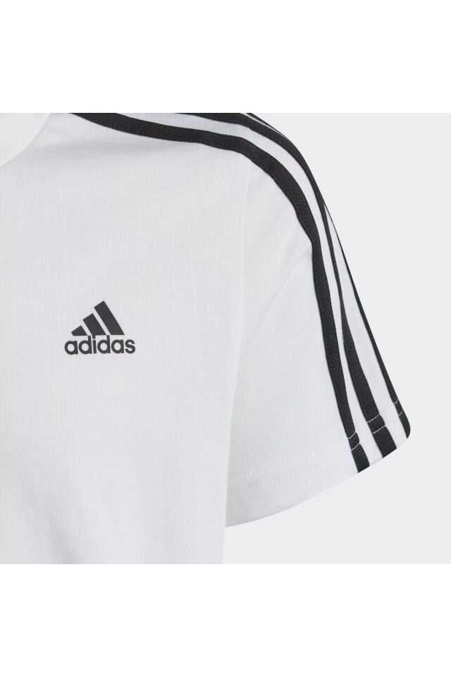Essentials 3 Stripes Cotton Çocuk Tişört Beyaz - Standart
